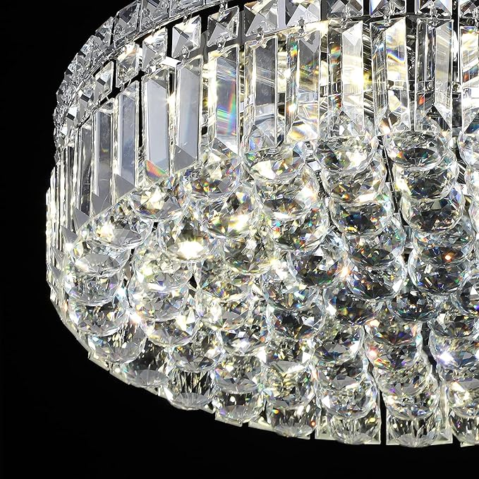 6-Lights Crystal Flush Mount Chandelier Light Fixture - Image 5