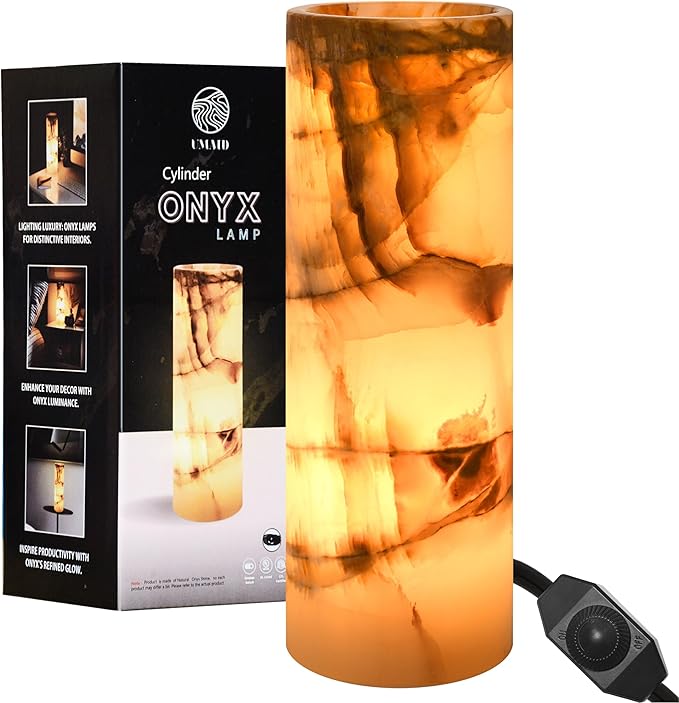 UMAID Handcrafted Onyx Marble Table Lamp, Each Lamp One-of-a-Kind by UMAID