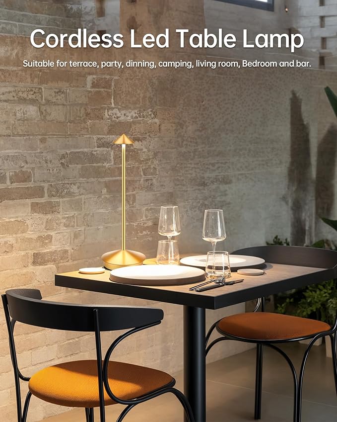 Portable Led Cordless Lamp Table Light 2 Pack, Rechargeable 6000mAh Battery - Image 3