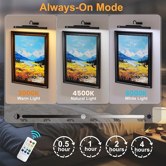 Picture Light for Wall Art Motion Sensor – 16'' Wireless and Dimmable Gallery - Image 3