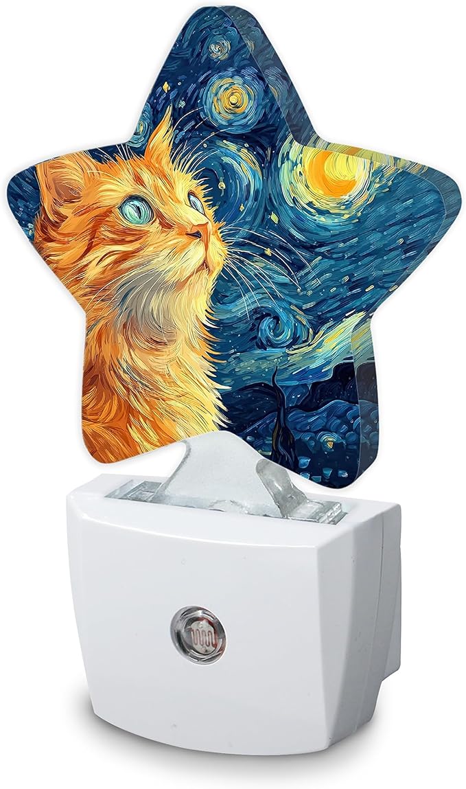 Cat Night Light, Lonely Ginger Cat Plug-in Night Light Auto Dusk-to-Dawn Sensor by SKYDAWNY