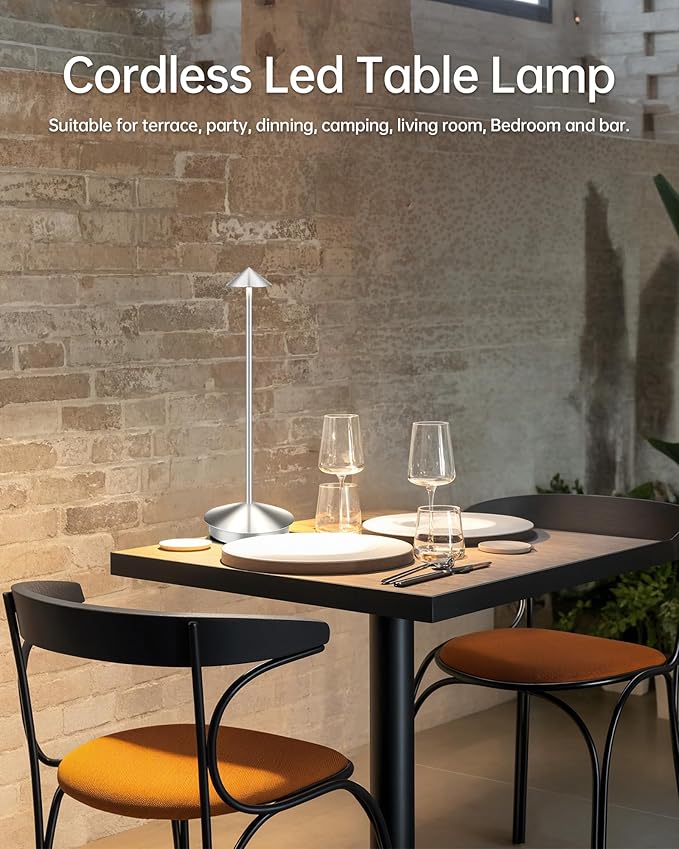 Portable Led Cordless Lamp Table Light 2 Pack, Rechargeable 6000mAh Battery - Image 3