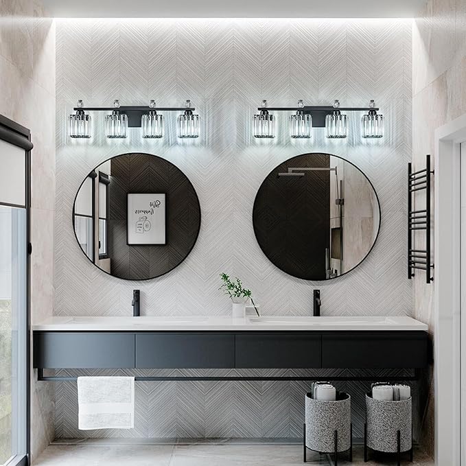 Vanity Lights 4-Light Modern Crystal Vanity Light Sand Black Bathroom Light - Image 3