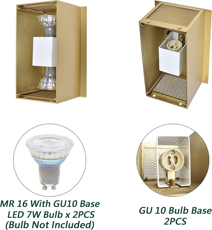 Gold Reflex Modern Wall Sconce Indoor, Minimalist Up and Down Wall Light - Image 4
