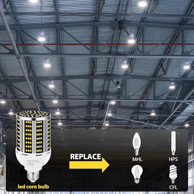 65W LED Corn Light Bulb 2 pack, Warm White 3000K E26/E39 Commercial Grade - Image 4