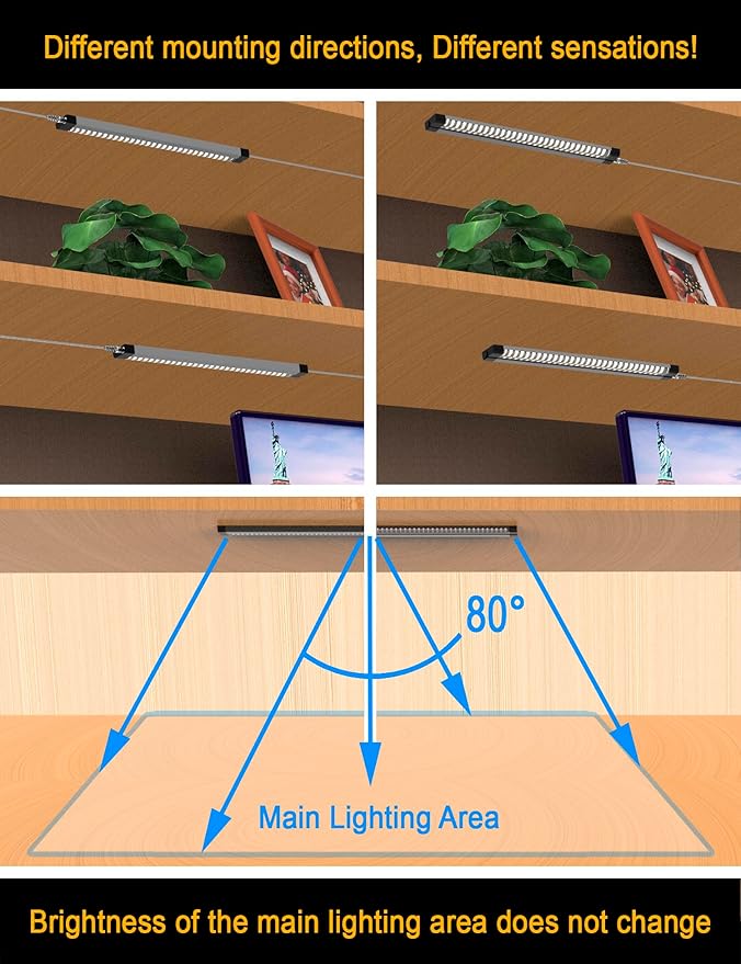 Dual Layer Cabinet Lighting 4-Pack, Parallel Connected LED Lights - Image 6