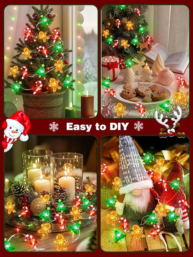 Christmas String Lights Decoration, 10ft 30LED Christmas Tree Gingerbread Man - Image 5