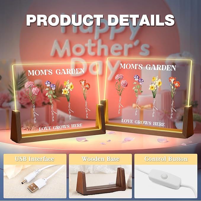 Mothers Day Birthday Gifts for Mom from Daughter Son Husband, Customized Birth - Image 5
