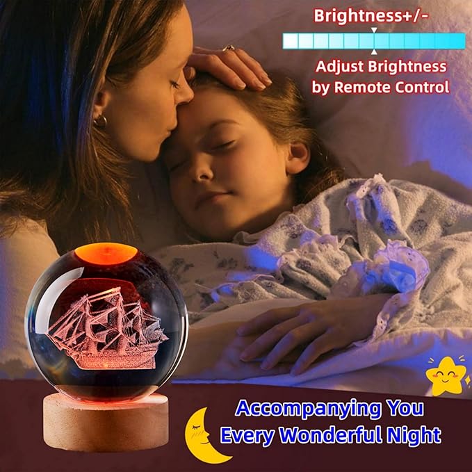 Large Sailboat Crystal Ball Night Light - Image 3