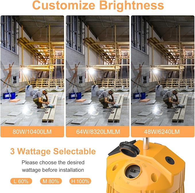 LED Temporary Work Light, 48W/64W/80W Adjustable, 4500K/5000K/5700K CCT - Image 3