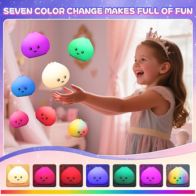 Night Light for Kids, Rechargeable Dimmable Silicone LED Nightlight - Image 2