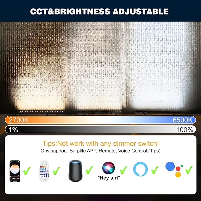 Smart Wall Washer Lights Adjustable Color Temperature 2700K-6500K, 72W 9600lm - Image 2