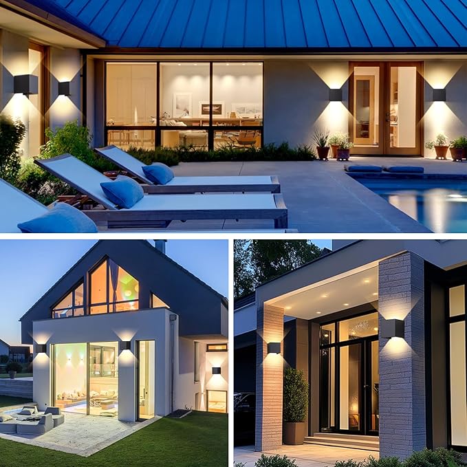 4 Pack Outdoor Wall Sconces Exterior/Interior LED Wall Lights, Square Modern - Image 3