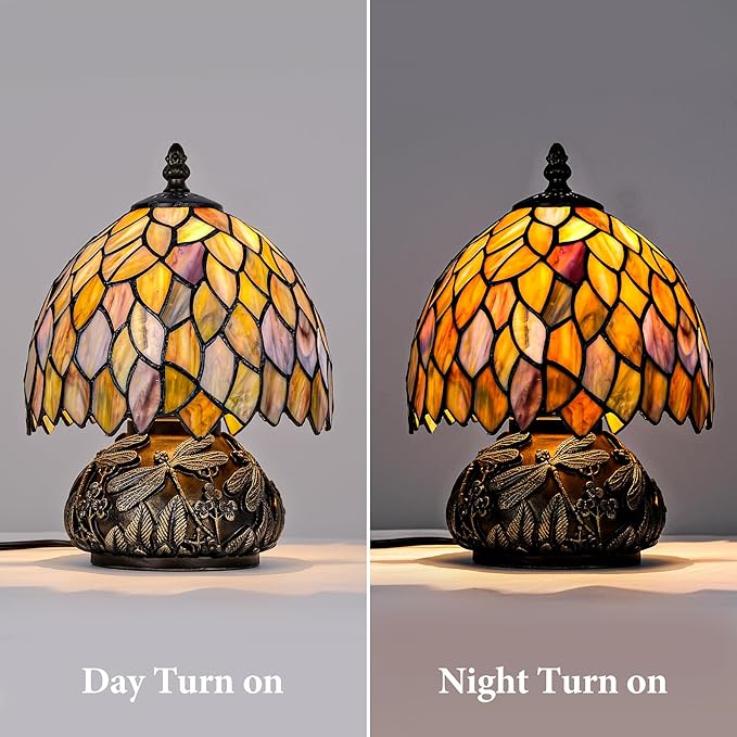 Tiffany Style Table Lamp, Stained Glass Gradient Green Wisteria Desk Lamp - Image 5