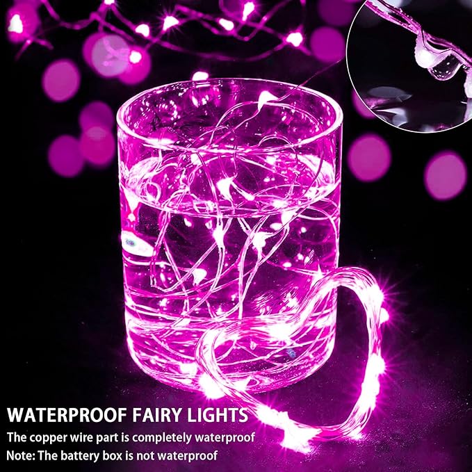 50 Pack Pink Fairy Lights 7Ft 20 LED Twinkle String Lights 3 Modes Battery - Image 2
