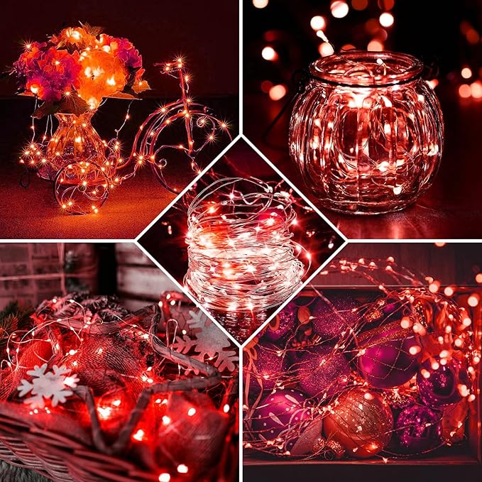 50 Pack Red Fairy Lights 7Ft 20 LED Twinkle String Lights 3 Modes Battery - Image 6