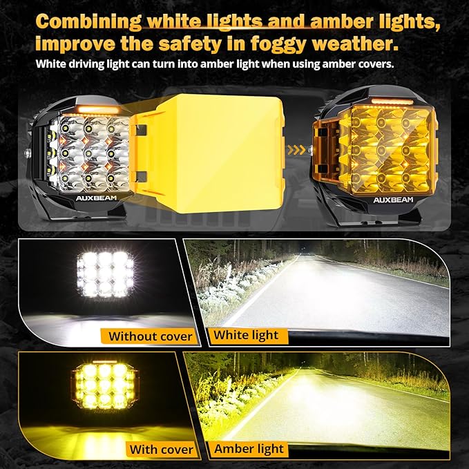 Auxbeam 7inch 228W Round LED Offroad Light Pod, V-MAX Series 26100LM Side - Image 3