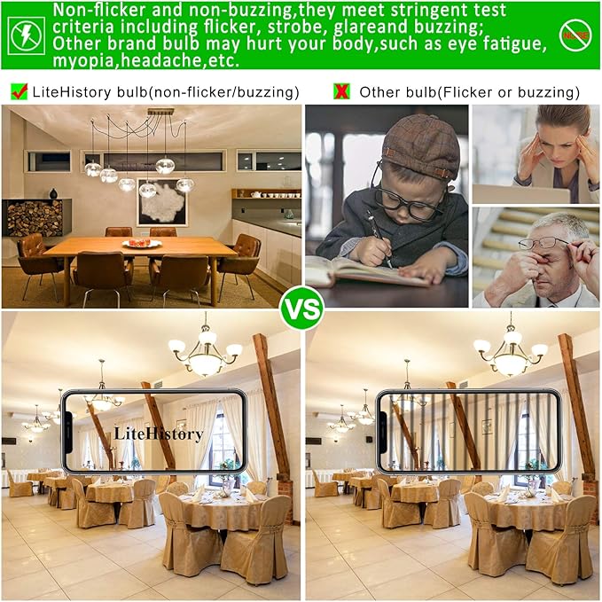LiteHistory e12 led dimmable g16.5 Light Bulb 6W Equal 60 Watt 600lm AC120V e12 - Image 4