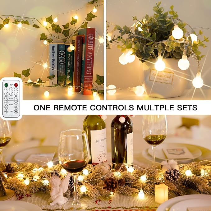 suddus Globe String Lights for Bedroom, 100 Led Fairy Lights Plug in, String - Image 4