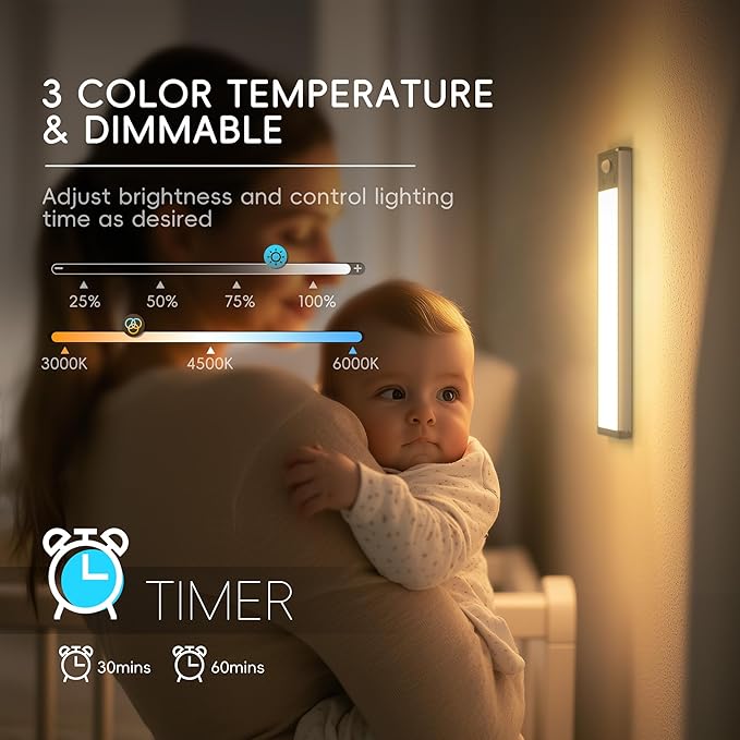 Under Cabinet Lights with Charging Station, 24LED Dimmable Rechargeable Motion - Image 3