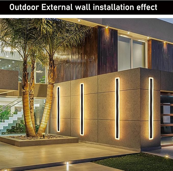 2Pack-79inch Long Outdoor Modern LED Wall Light, 65W Waterproof IP65 Warm White - Image 8