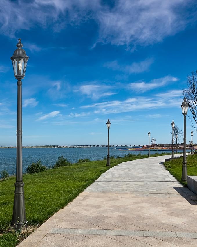 HWH Outdoor Pole Lights with Post 85'' Aluminum Lamp Post Light Fixtures with - Image 7
