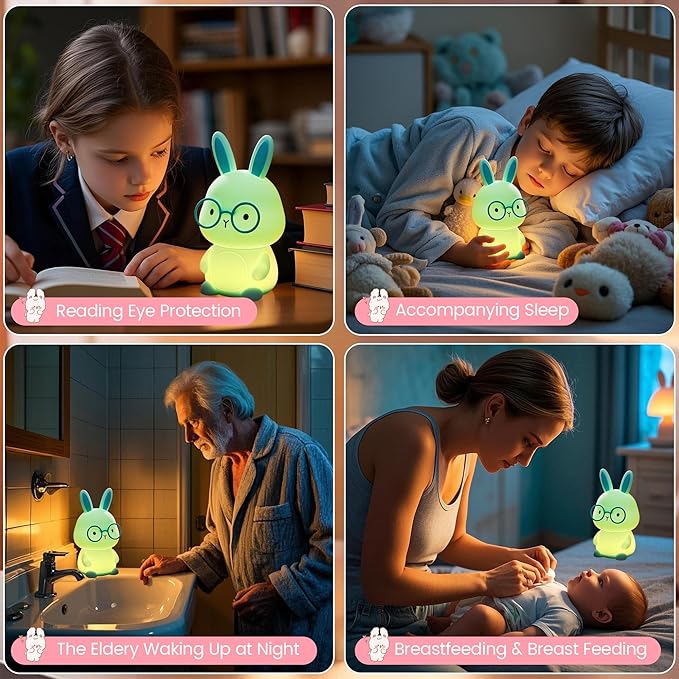 Bunny Night Light, Rabbit Lamp for Kids, Rechargeable LED Nightlight for Easter - Image 6