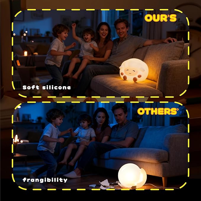 Rechargeable Sheep Night Light, Touch-Controlled Silicone Lamp, Anime Lamp - Image 6