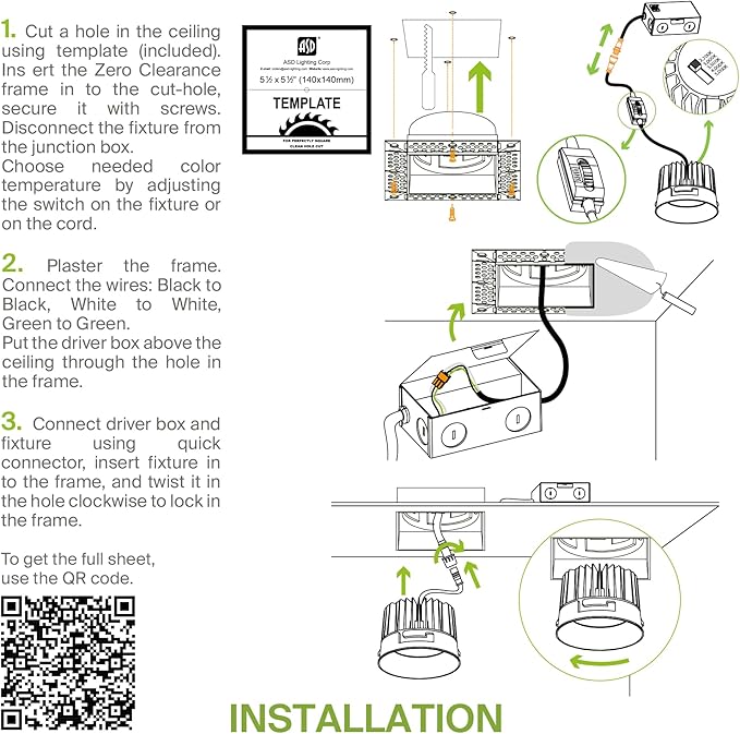 ASD Trimless LED Recessed Lighting 6 Inch, 24W 120V Square Commercial Downlight - Image 8