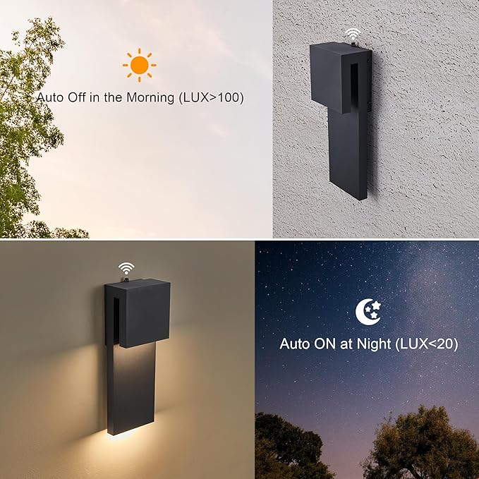 Dusk to Dawn Outdoor Wall Lights 2 Packs, Modern Minimalist Outdoor Fixture - Image 7