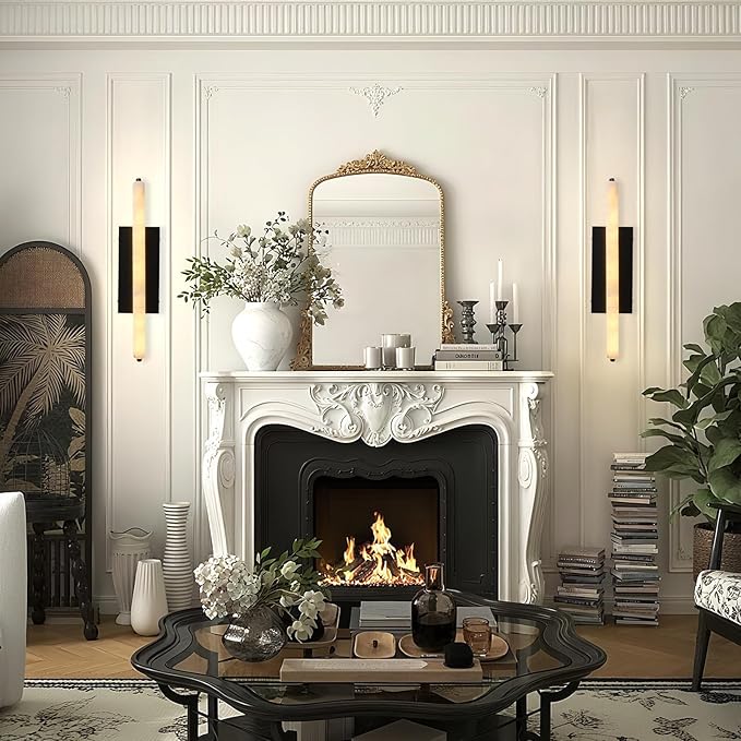 Alabaster Wall Sconces, 25in Black Alabaster Sconce, Modern Spanish Natural - Image 5
