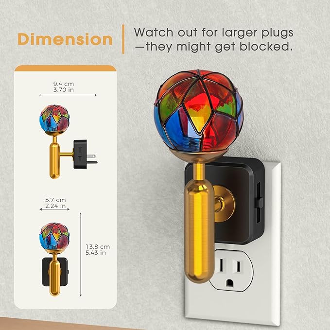 Briignite Night Lights Plug into Wall, Stained Glass Night Light - Image 6