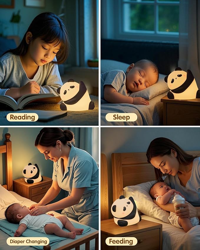 Panda Night Light, Rechargeable 3 Level Dimmable LED Squishy Nursery Nightlight - Image 7
