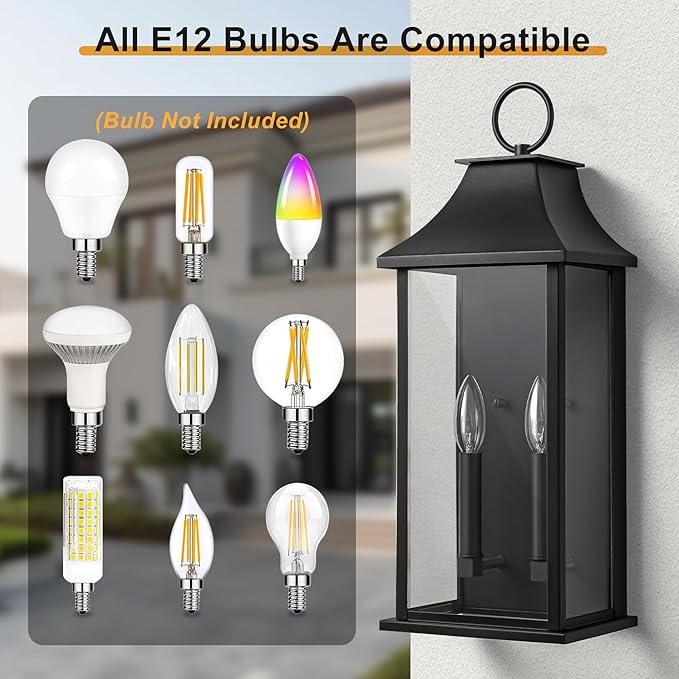 Outdoor Wall Lights, Dusk to Dawn Waterproof Outside Wall Sconce, Large Modern - Image 6