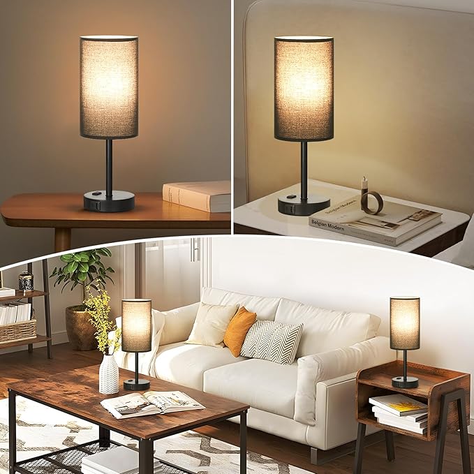 17.4inches Tall Black Touch Table Lamps Set - Image 4