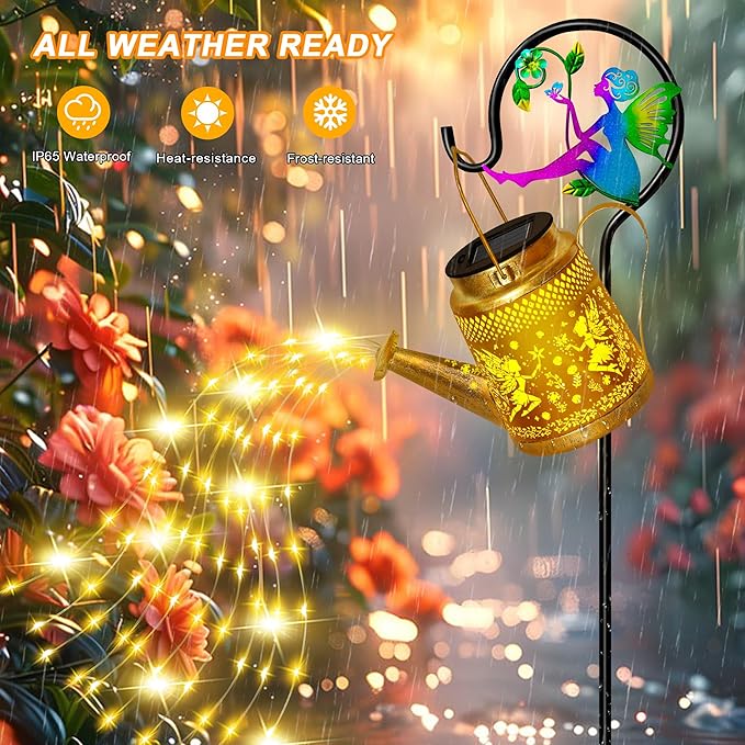 Christmas Gifts Solar Watering Can Lights Outdoor Garden Decor, Large Fairy - Image 4