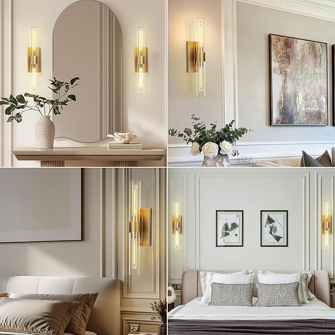Modern Brass and Glass Wall Sconces, Horizontal or Vertical Linear Wall Sconce - Image 8