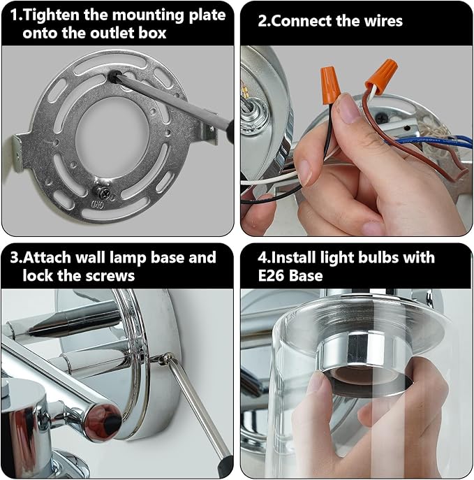 3 Light Bathroom Wall Light Fixtures Chrome Bathroom Wall Sconce - Image 8