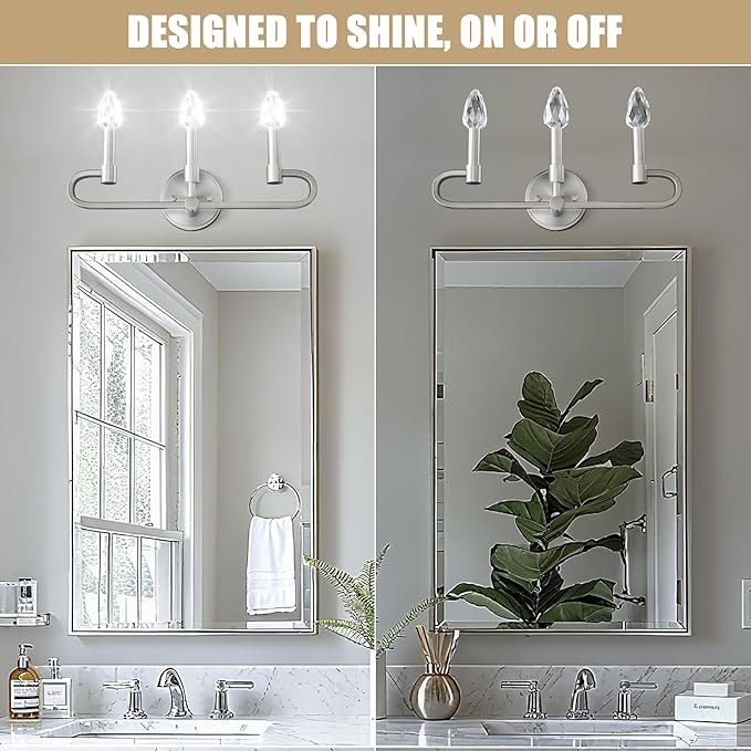 Bathroom Vanity Light, 3 Light Brushed Nickel Vanity Lights - Image 5