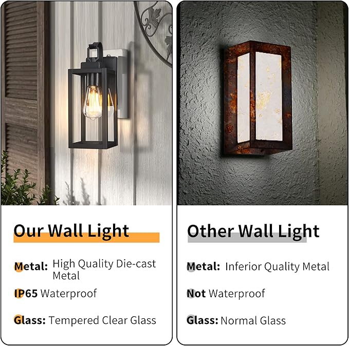 Pia Ricco Outdoor Wall Lights, Dusk to Dawn Matte Black Exterior Light Fixture - Image 7