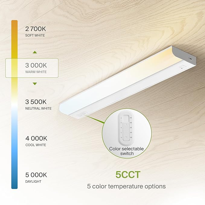 ASD 24 Inch Hardwired LED Under Cabinet Light, On/Off & 5CCT Switch 2700K-5000K - Image 5