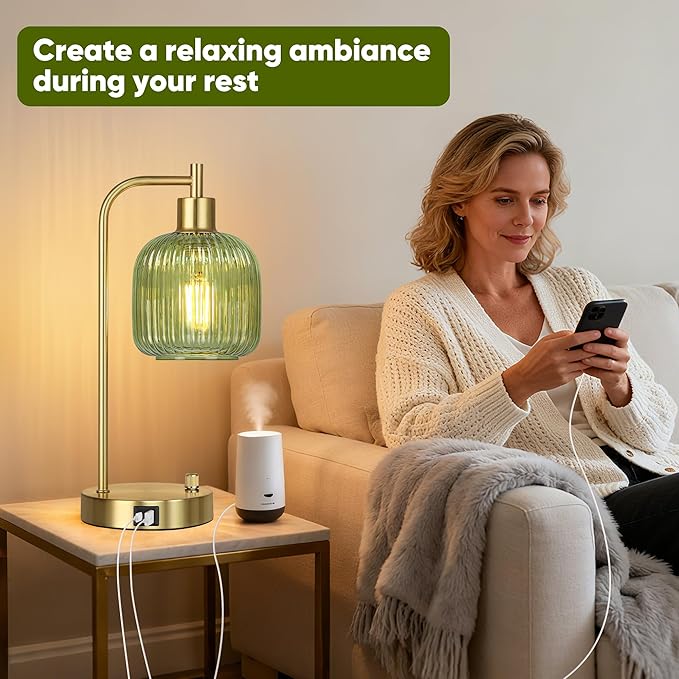 QiMH Industrial Table Lamp for Bedroom Set of 2, Stepless Dimmable Gold Lamps - Image 5