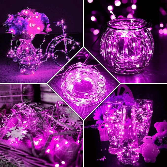 50 Pack Pink Fairy Lights 7Ft 20 LED Twinkle String Lights 3 Modes Battery - Image 6