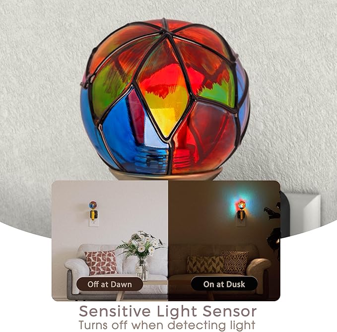 Briignite Night Lights Plug into Wall, Stained Glass Night Light - Image 3