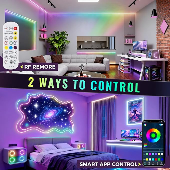 RGB Smart IC COB LED Strip Lights, 40FT Smart LED Light Strip - Image 3