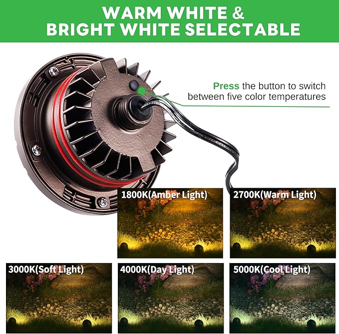 LED Well Light, 5 CCT Selectable In Ground Landscape Lights Low Voltage Outdoor - Image 5