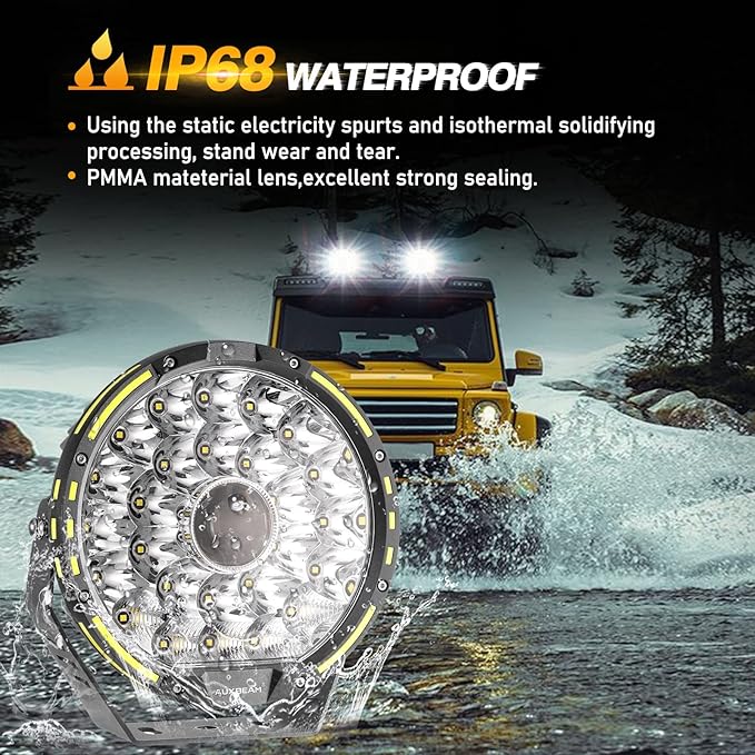 Auxbeam Round LED Driving Light, 360 Pro Series 9 Inch Offroad Spotlights 270W - Image 7