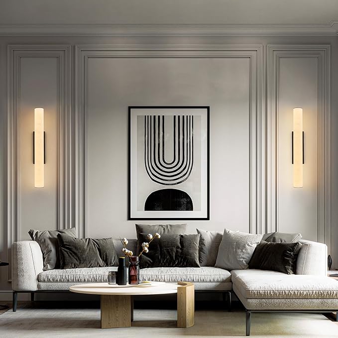 LMQNINE Natural Alabaster Wall Sconces Set of Two Spanish Marble Wall Light - Image 4