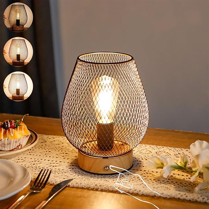 JHY DESIGN Dimmable Touch Bedside Table Lamp Metal Rechargeable Battery Powered by JHYDESIGN