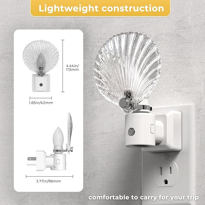 L LOHAS LED Night Light, Night Lights Plug into Wall, Shell Style Glass - Image 7